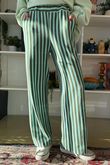 Shoreditch Stripe Lounge Flare Trouser Spearmint & Khaki 